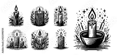 decorative candle set vector