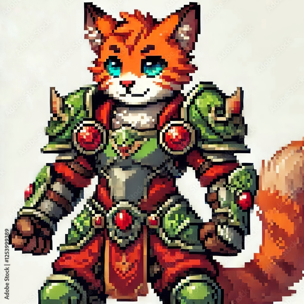 Fototapeta premium Furry Adventurer in Pixel Art