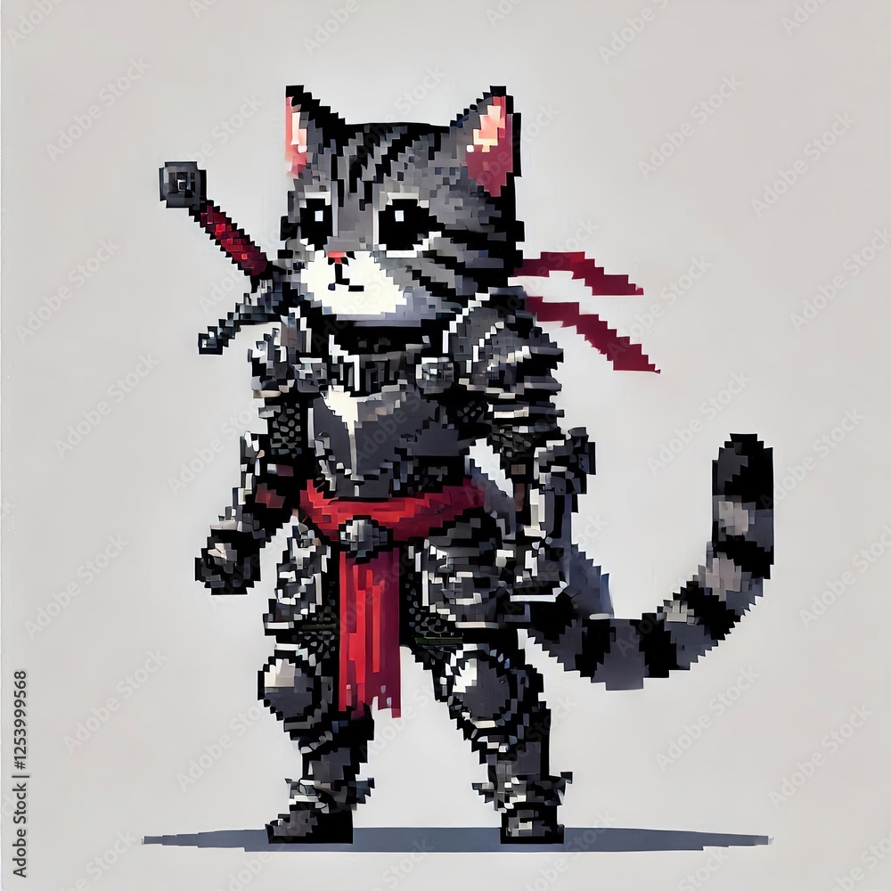 Fototapeta premium Sword-Wielding Cat Knight