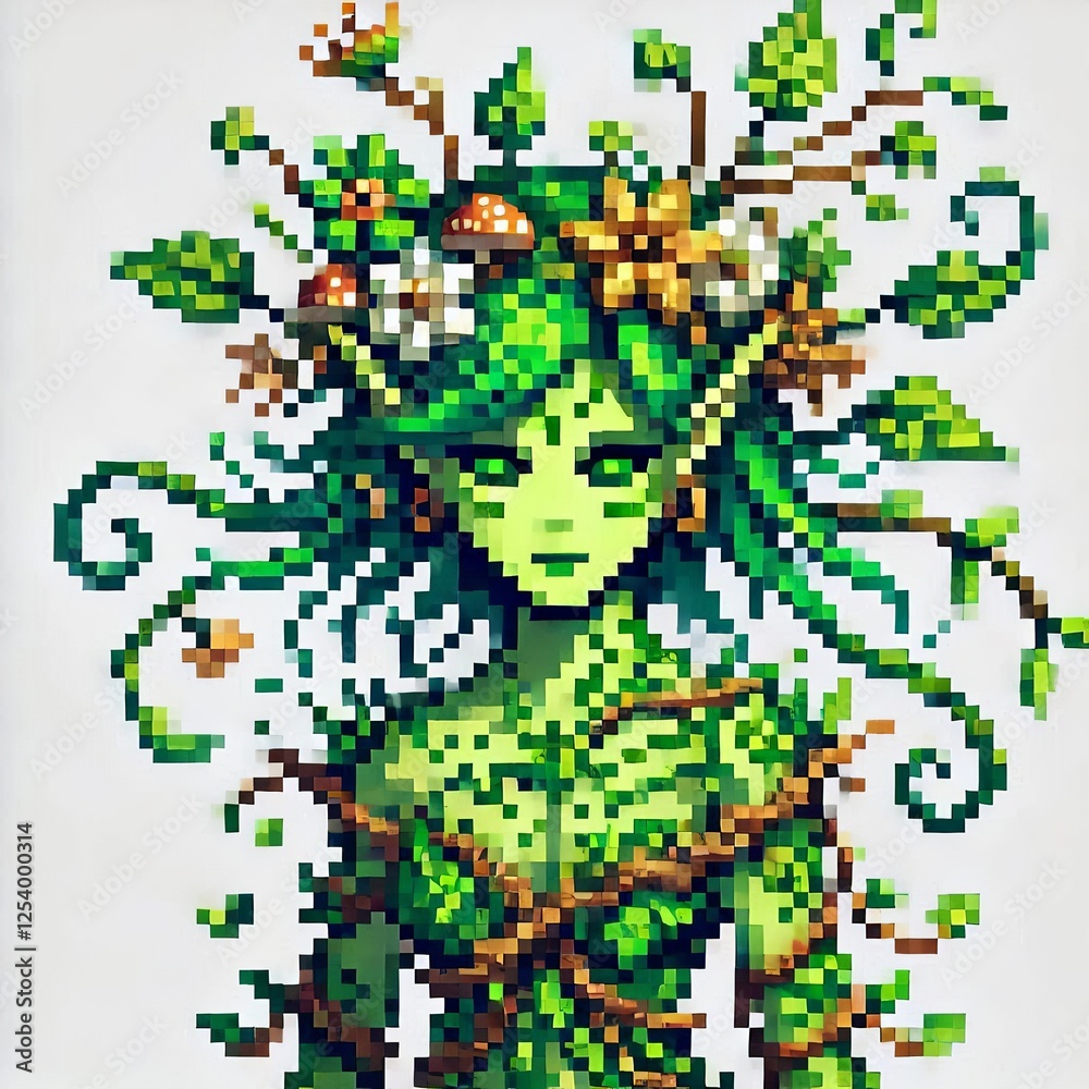 Fototapeta premium Earth Spirit in Pixel Art
