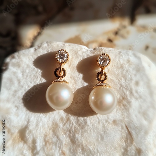 Elegant Pearl and Diamond Drop Earrings: Luxurious Jewelry for Women photo