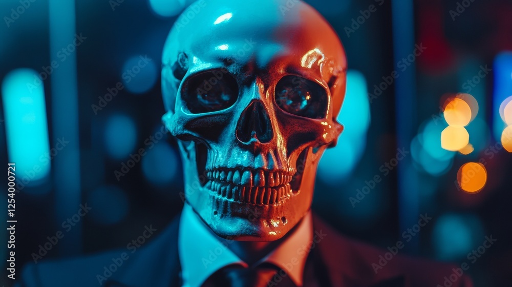 Futuristic portrait of a skull with glowing neon lights Futuristic portrait of a skull with glowing neon lights