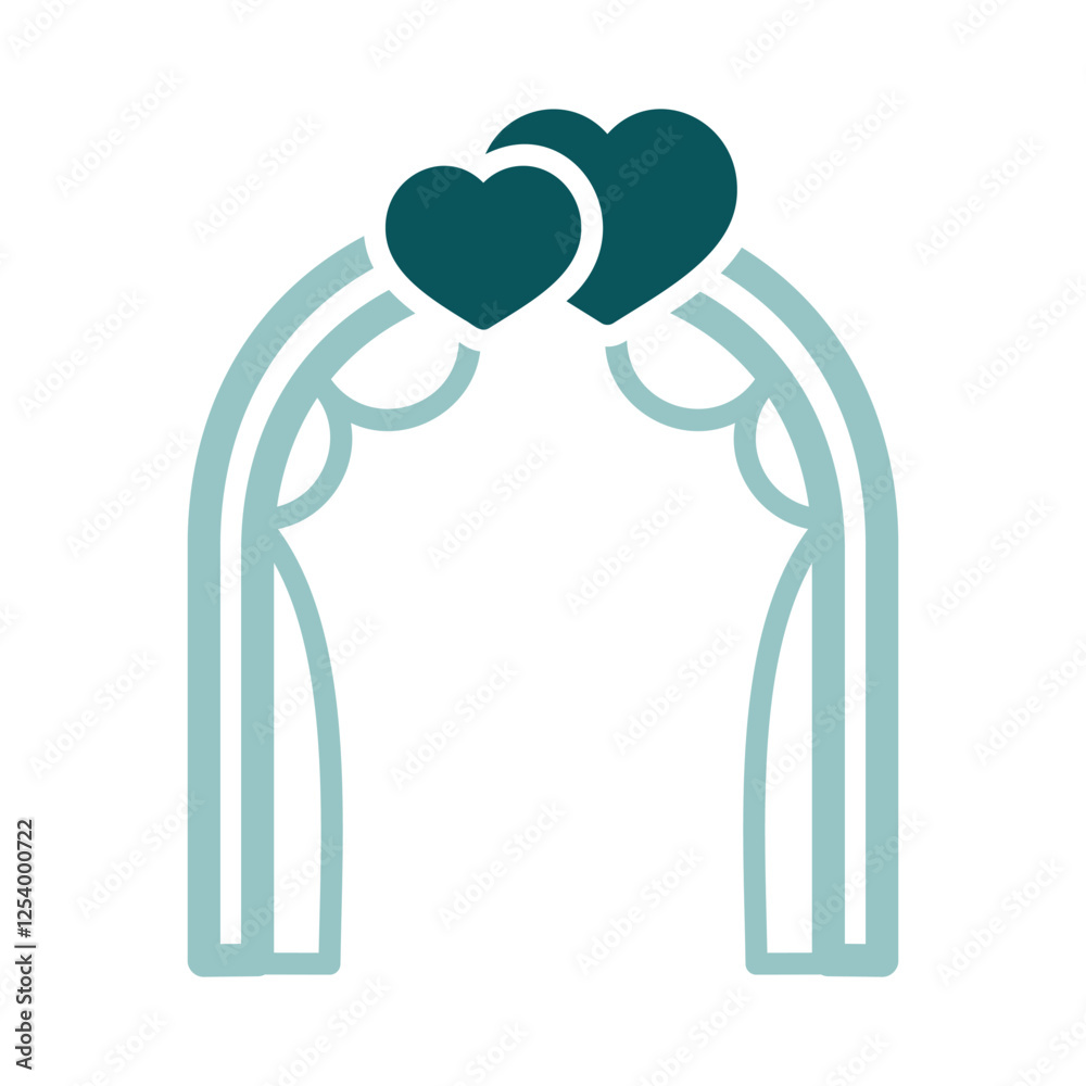 Wedding arch with hearts isolated vector icon