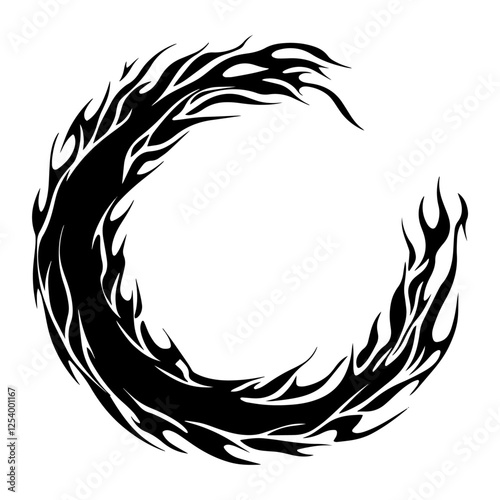 tribal flame circle vector in black and white