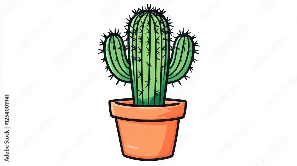 A vibrant cactus in an orange pot, showcasing its tall, spiky arms, perfect for adding a touch of greenery to any space. A vibrant cactus in an orange pot, showcasing its tall, spiky arms, perfect for adding a touch of greenery to any space.