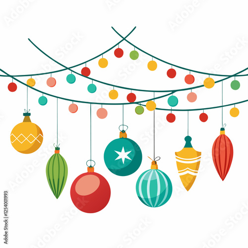 Christmas ornaments on white background. Christmas objects editable vector stroke saddle icon on white background