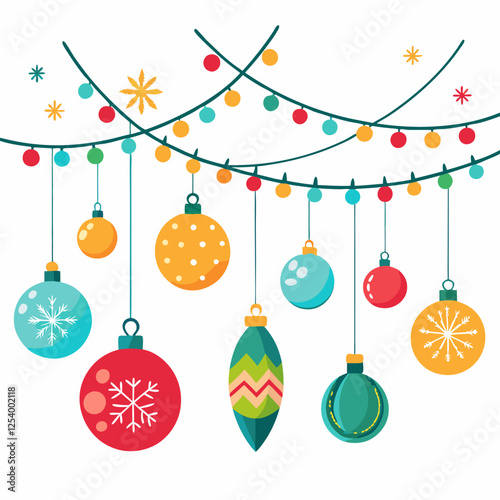 Christmas ornaments on white background. Christmas objects editable vector stroke saddle icon on white background