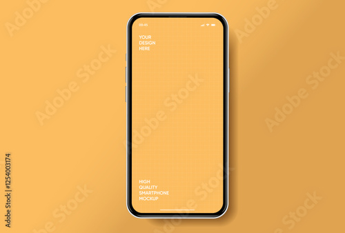Realistic smartphone mockup. Mobile phone vector with isolated on white background. Device front view. 3D mobile phone with shadow. Realistic, high quality smart phone mockup for ui ux presentation.