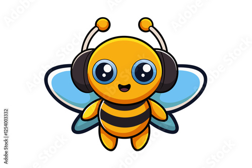 Cute Bee Carrying Bucket of Honey, Lovely Flying Insect Character vector cartoon illustration isolated on white background