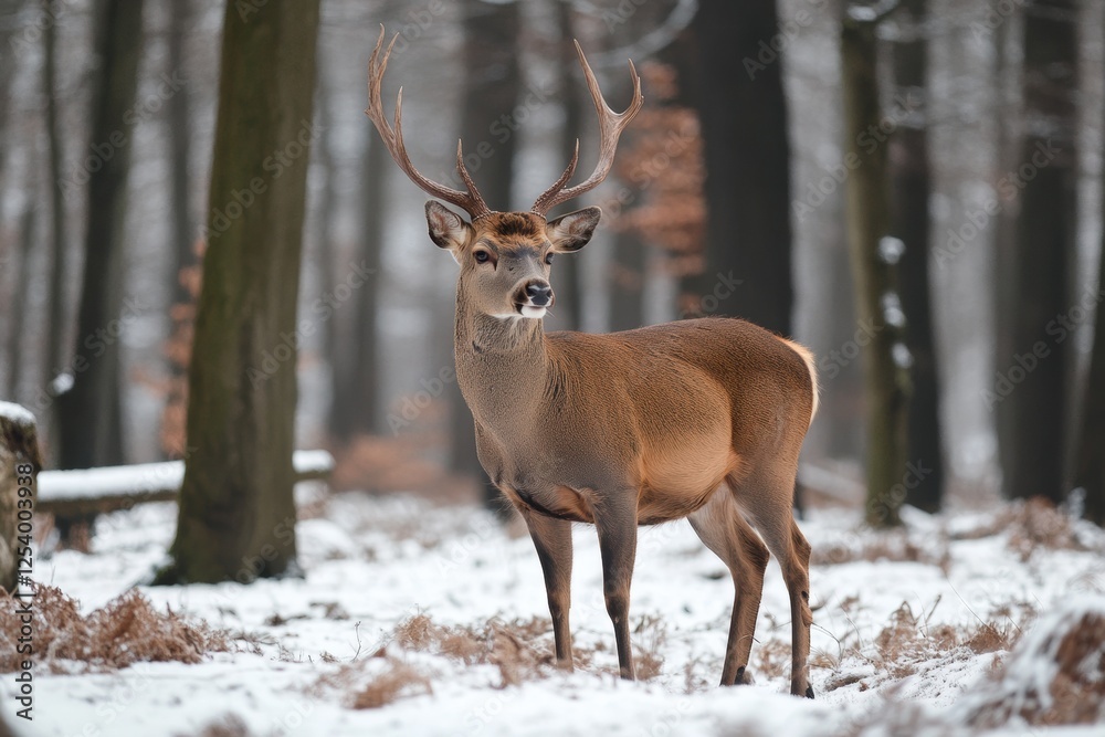 custom made wallpaper toronto digitalDeer gracefully stands in the serene woods, showcasing the beauty of wildlife in autumn foliage