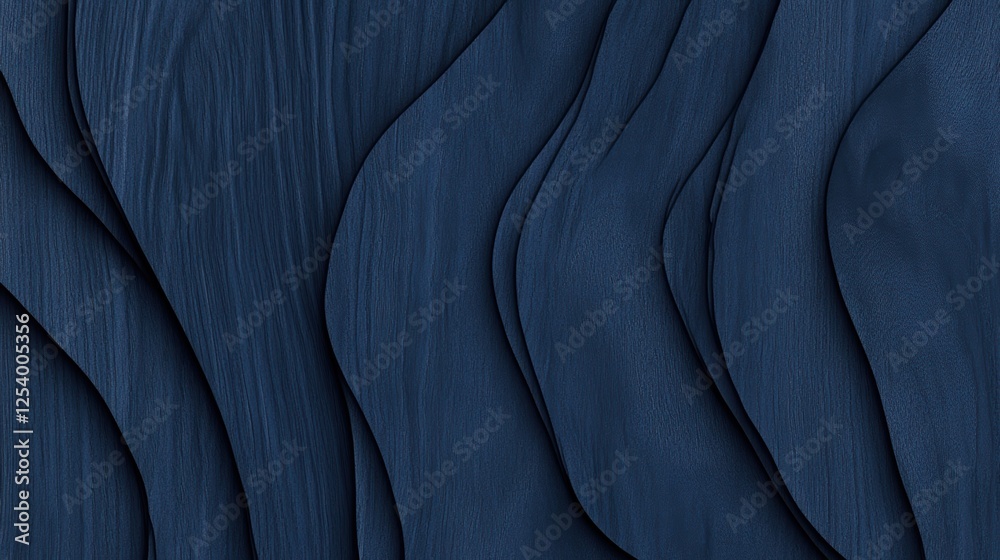 Obraz premium A close-up of textured, wavy dark blue wood adds depth and sophistication, ideal for backgrounds in interior design, branding, or creative projects needing a modern touch,