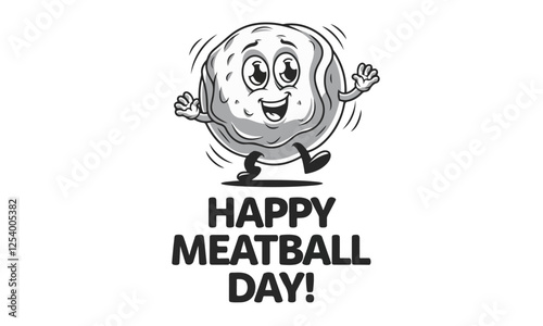 National Meatball Day Vector Illustration | Funny Meatball T-Shirt, Sticker, Poster, Social Media, Print Card & GIF Design | Solid Colors, No Gradients, Pure Vector Art. Print ready eps