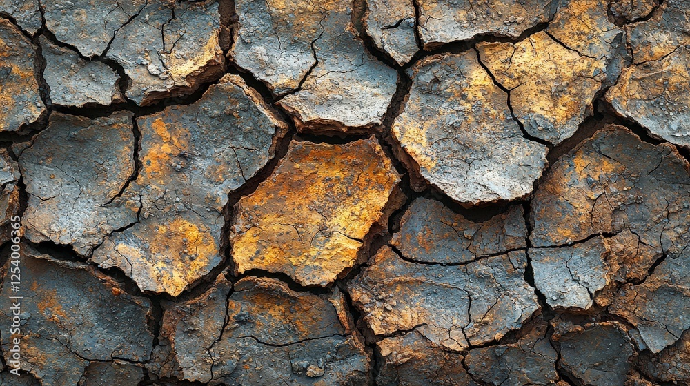 Parched earth texture with intricate cracks, showcasing shades of brown, gray, and orange. Arid land, drought, desertification, and climate change are some contextual themes for this image. Parched earth texture with intricate cracks, showcasing shades of brown, gray, and orange. Arid land, drought, desertification, and climate change are some contextual themes for this image.