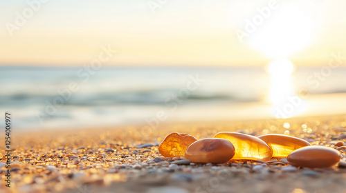Fototapeta Naklejka Na Ścianę i Meble -  precious stone amber beautiful on the shore of the Baltic Sea