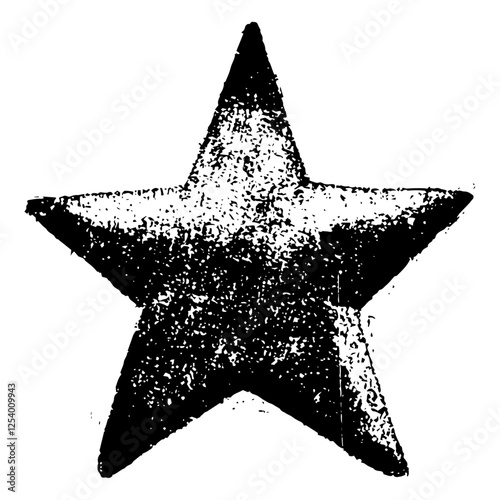 grunge style black and white star vector illustration with hand drawn texture