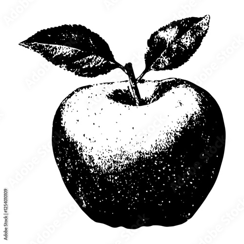 apple fruit black and white vector illustration