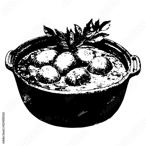 Herb Boiled Eggs Pot Vector