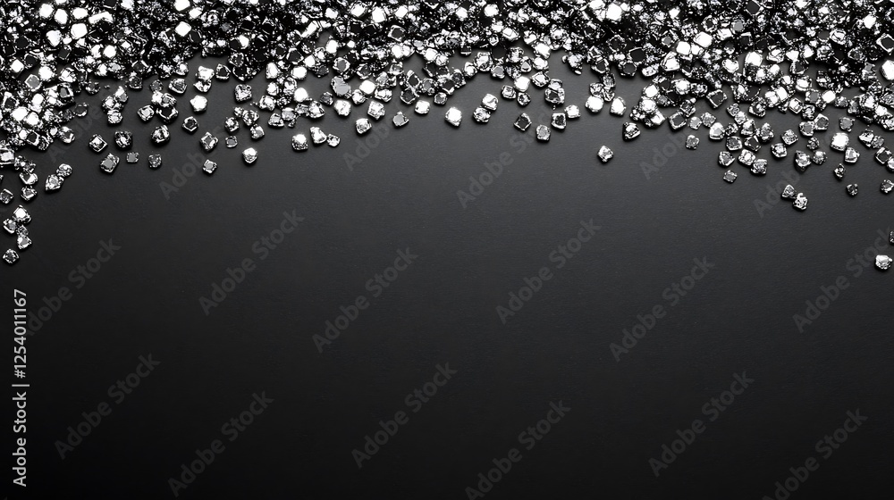 Obraz premium Silver glitter border, dark background, design element
