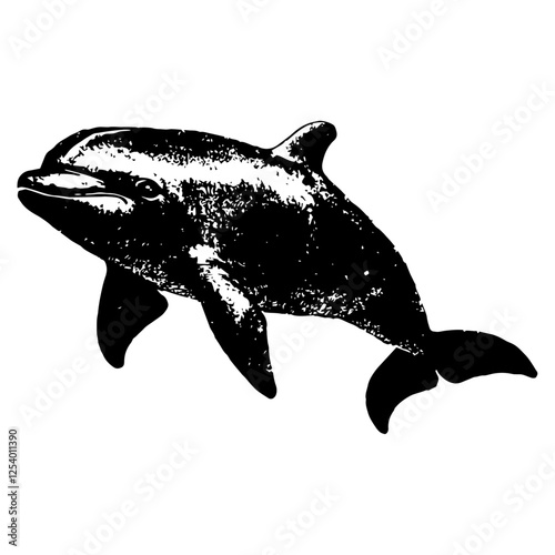 realistic black and white dolphin vector illustration