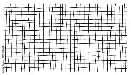 vector of abstract grid pattern with uneven hand drawn lines, black and white texture