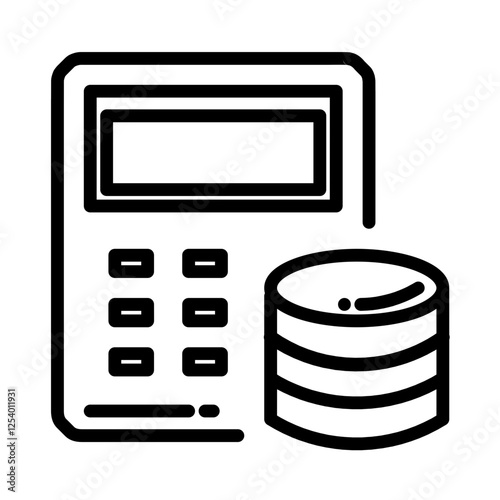 calculator and coins icon set