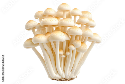 White Enoki mushroom isolated on a white transparent background