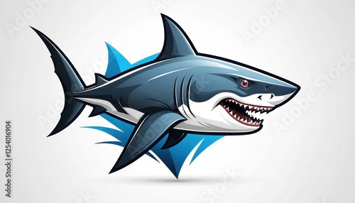 sleek shark mascot logo with sharp, powerful illustration on a white background photo