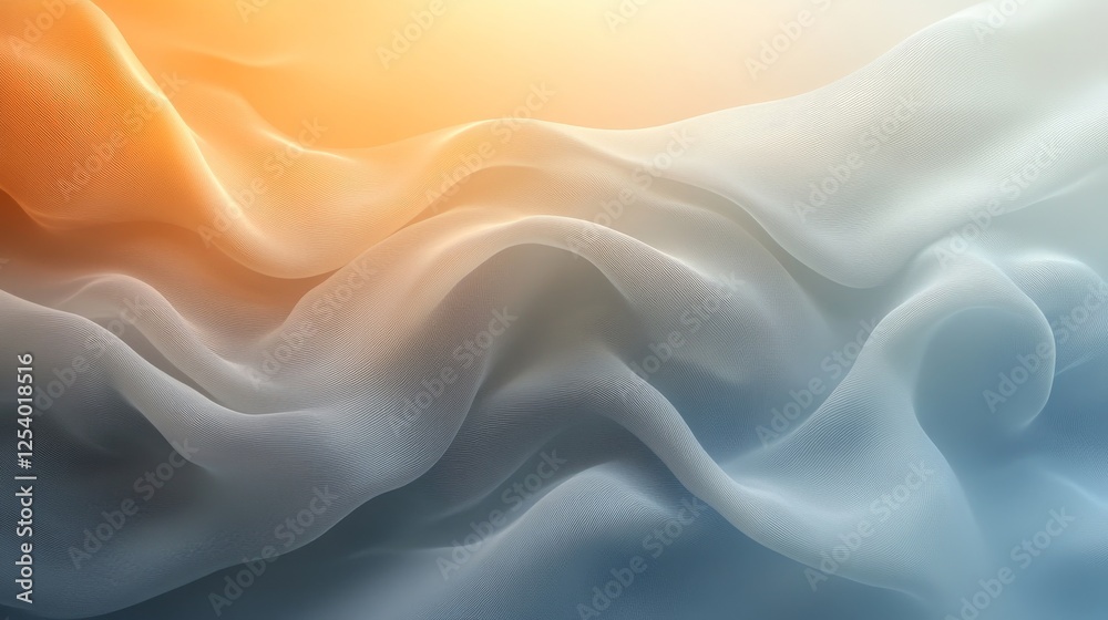 Obraz premium Abstract flowing fabric with a gradient from orange to blue