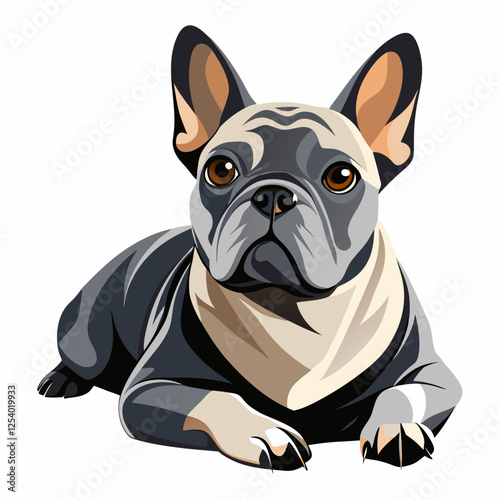 french bulldog isolated on white, Color vector illustration. Pet animal, Cartoon Vector 