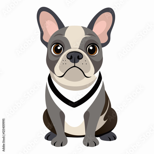 french bulldog isolated on white, Color vector illustration. Pet animal, Cartoon Vector 