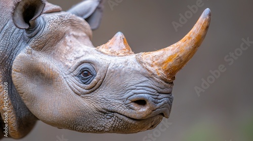 Close-up of Rhinoceros Head in Zoo