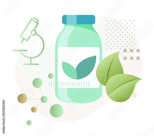 Plant Based Pharmacy Drug Formulation - Stock Illustration