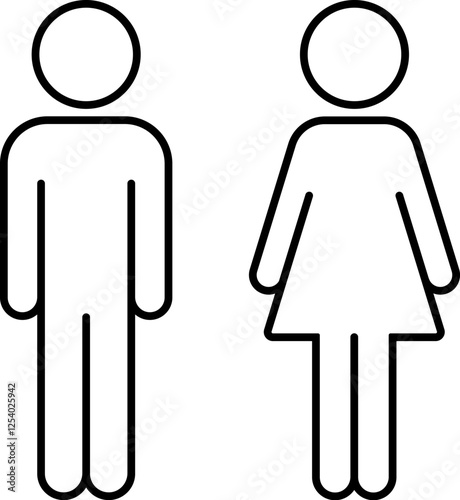 Male and female stickman icon in linear style.