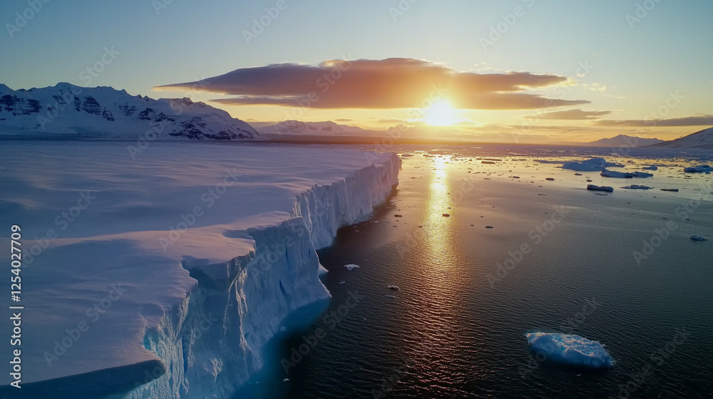 Fototapeta premium Fading Giants: Aerial View of a Melting Arctic Glacier