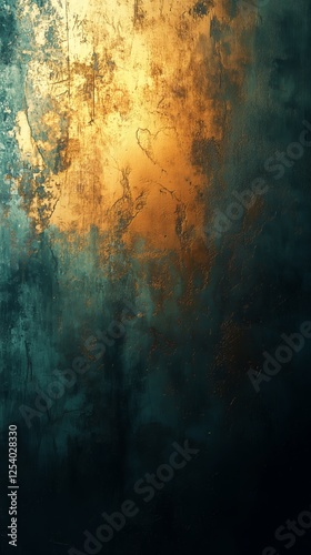 Luxury Gold and Teal Textured Abstract Background - Made with Generative AI