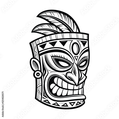 Tribal mask vector african face masque illustration design for t-shirt isolated on a white background