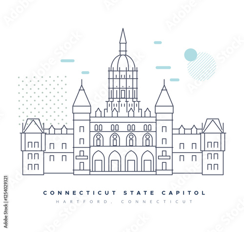 Connecticut State Capitol - Hartford - Stock Illustration