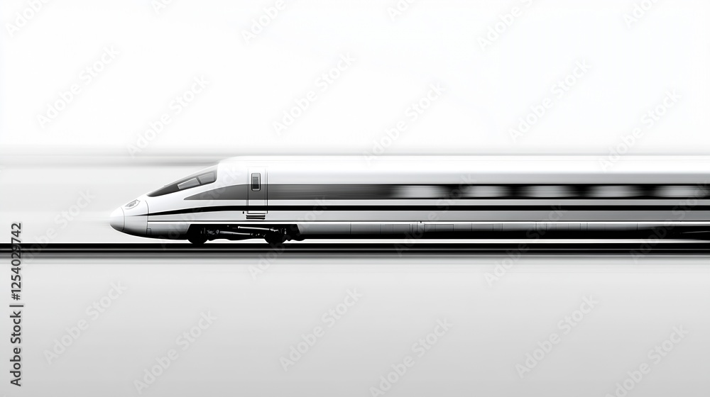 Impressive streamlined high-speed train racing towards the future in a sleek monochrome design : Generative AI Impressive streamlined high-speed train racing towards the future in a sleek monochrome design : Generative AI