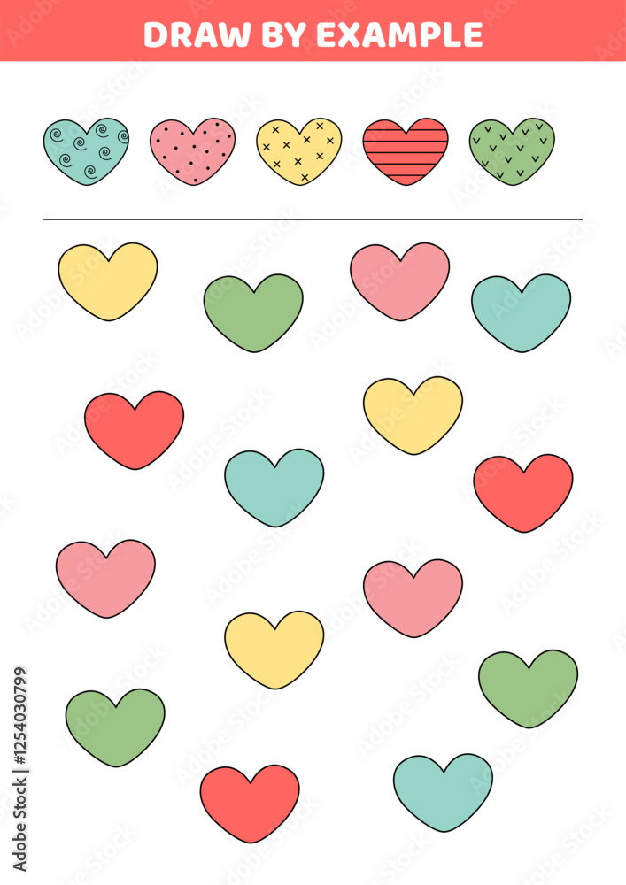 Draw by example. Heart. Visual perception game for kids. Isolated vector illustration eps 10
Draw by example. Heart. Visual perception game for kids. Isolated vector illustration eps 10