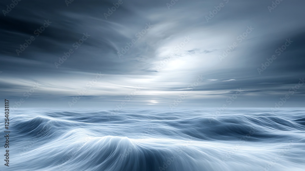 Stormy sea, dramatic sky, ocean waves, background design