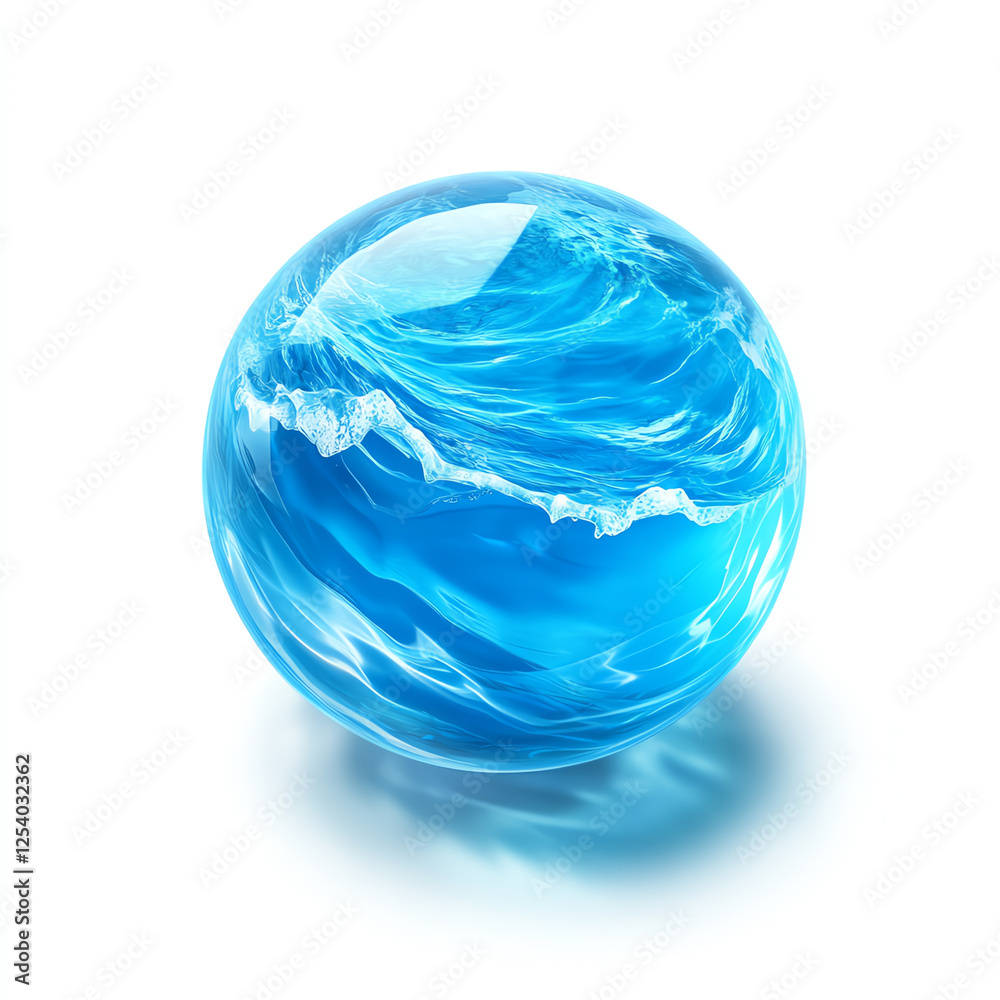A stunning blue glass sphere with intricate swirling patterns, resembling ocean waves. Ideal for abstract art or educational themes related to water and oceanography. A stunning blue glass sphere with intricate swirling patterns, resembling ocean waves. Ideal for abstract art or educational themes related to water and oceanography.