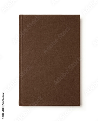 Brown book with blank cover isolated.