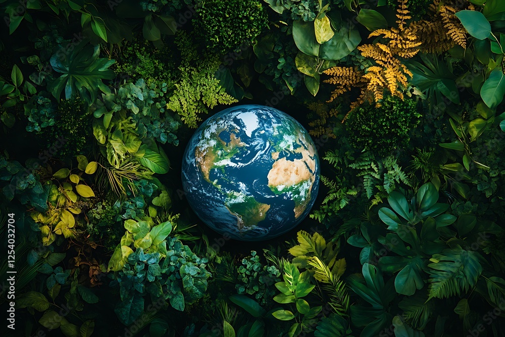 Earth with trees, plants, and wildlife for Earth Day eco-awareness Earth with trees, plants, and wildlife for Earth Day eco-awareness