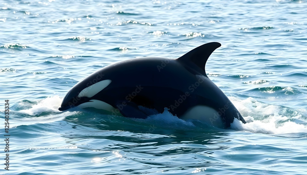 Fototapeta premium a black and white orca in the water