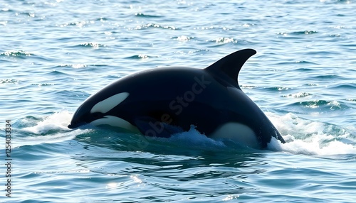 a black and white orca in the water