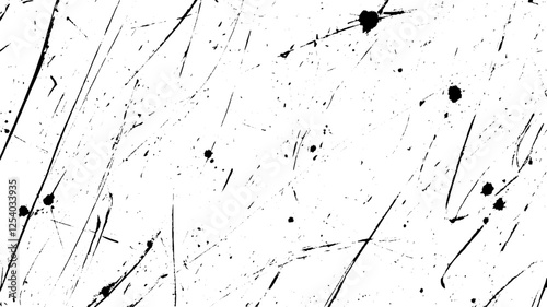 A textured background featuring random black splatters and streaks on a white canvas, creating an abstract and artistic effect.