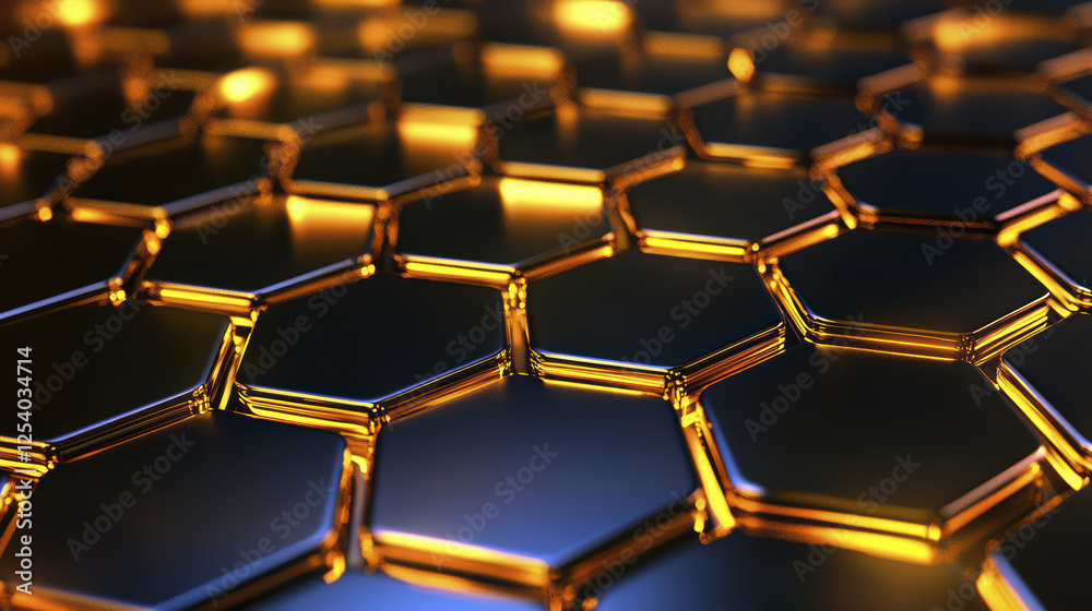 Captivating metallic gold gradient hexagonal pattern with depth and shine Captivating metallic gold gradient hexagonal pattern with depth and shine