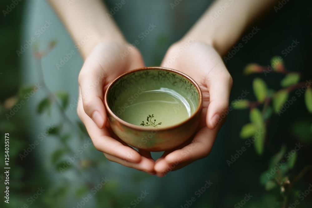 Delicate hands cradle a charming ceramic bowl, conveying a moment of tranquility and artistic appreciation in a soft, natural setting. Delicate hands cradle a charming ceramic bowl, conveying a moment of tranquility and artistic appreciation in a soft, natural setting.