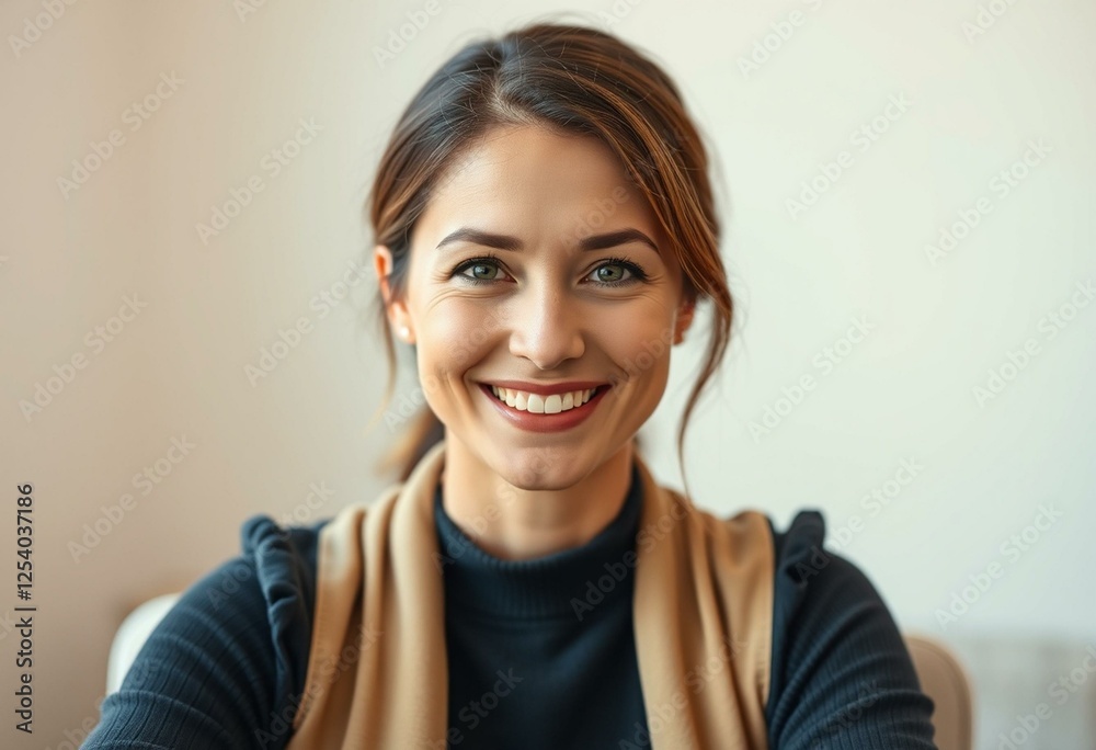 Female teacher portrait with warm smile and soft background Female teacher portrait with warm smile and soft background