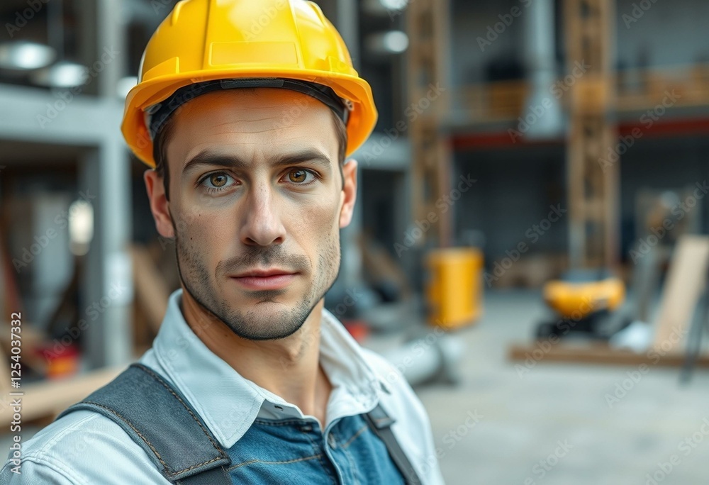 Male constructor worker on a construction site Male constructor worker on a construction site